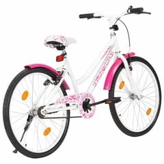 vidaXL Lasten pyörä 24" pinkki ja valkoinen hinta ja tiedot | Polkupyörät | hobbyhall.fi