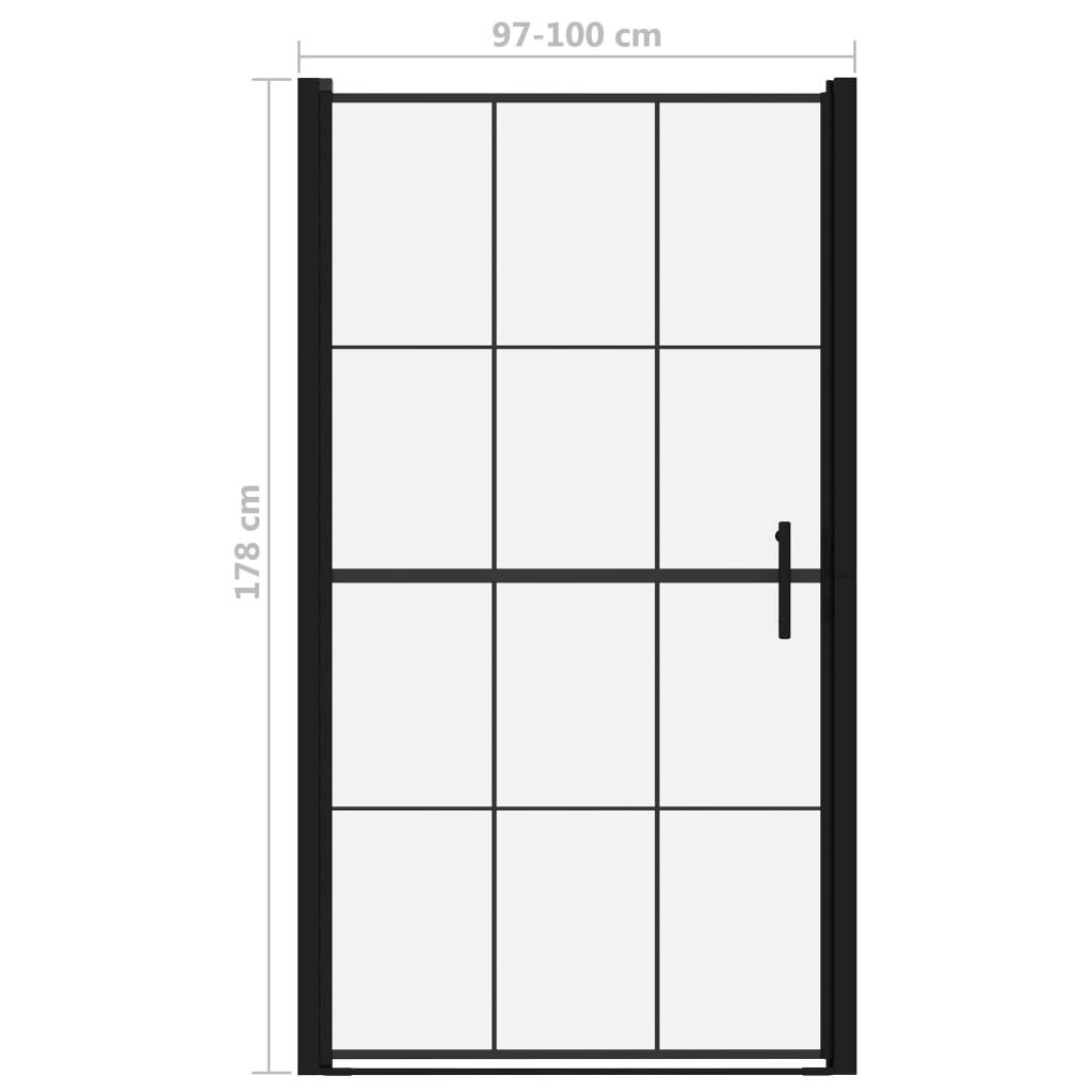 vidaXL Suihkuovi karkaistu lasi 100x178 cm musta hinta ja tiedot | Suihkuseinät ja -ovet | hobbyhall.fi
