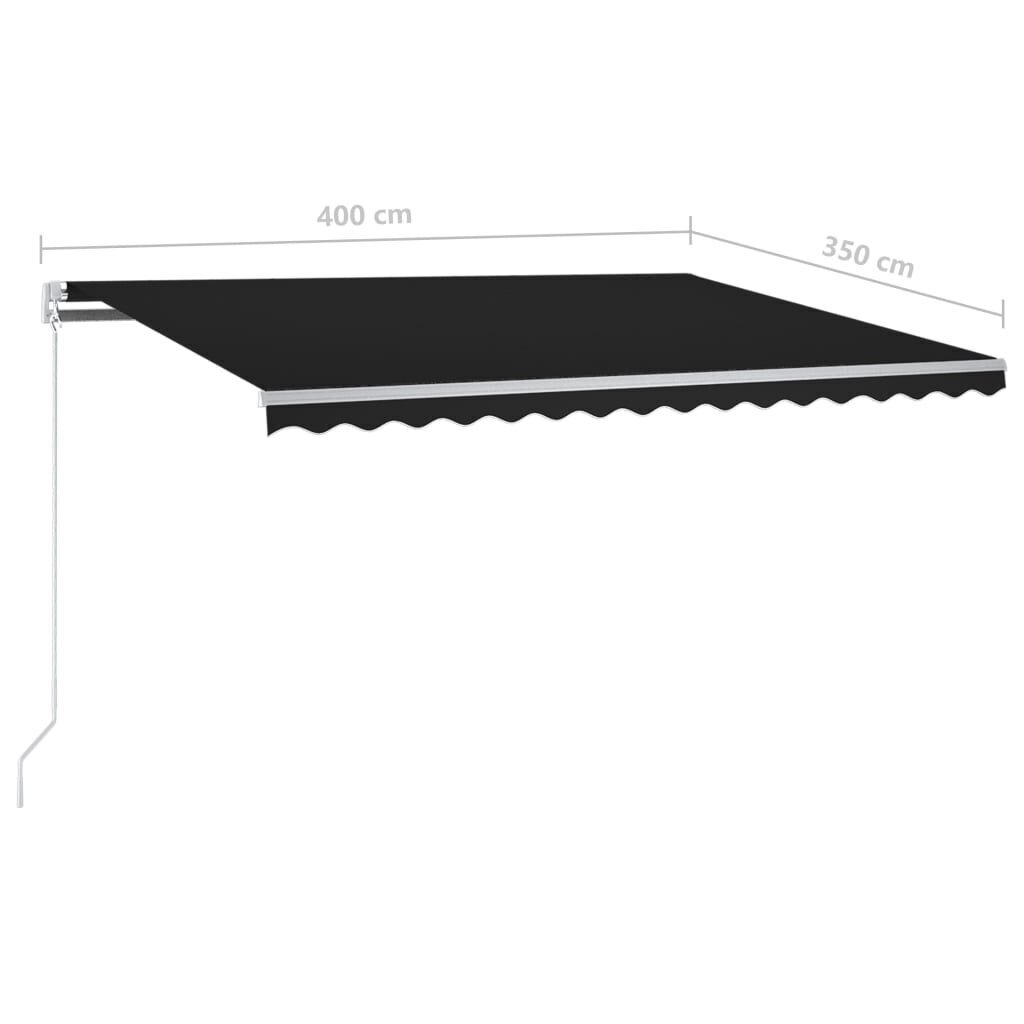 vidaXL Sisäänkelattava markiisi LEDillä 400x350 cm antrasiitti hinta ja tiedot | Aurinkovarjot ja markiisit | hobbyhall.fi