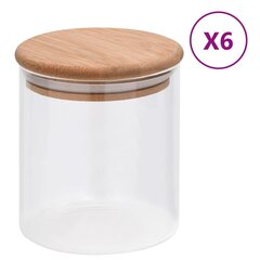 vidaXL Lasiset säilytyspurkit bambukansilla 6 kpl 600 ml hinta ja tiedot | Elintarvikkeiden säilytysastiat | hobbyhall.fi