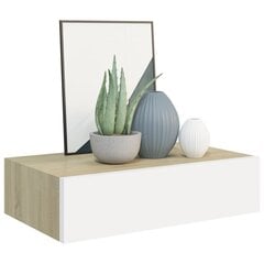 vidaXL Seinälaatikkohylly tammi ja valkoinen 40x23,5x10 cm MDF hinta ja tiedot | Hyllyt | hobbyhall.fi