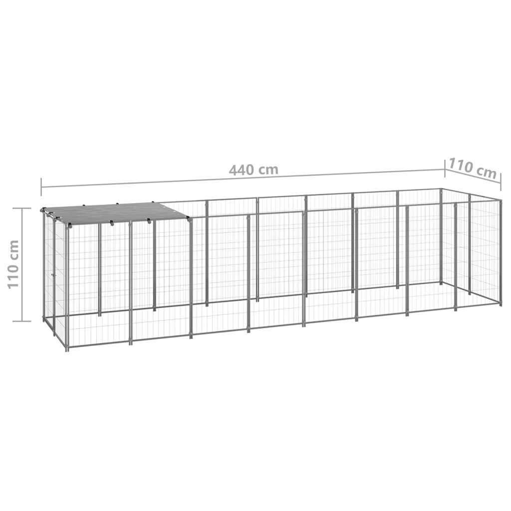 vidaXL Koiranhäkki hopea 4,84 m² teräs hinta ja tiedot | Kuljetushäkit ja kuljetuslaatikot | hobbyhall.fi