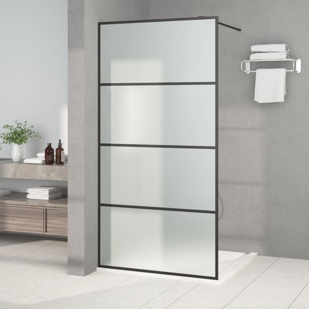 vidaXL Walk-in suihkuseinäke musta 100x195 cm huurrettu ESG-lasi hinta ja tiedot | Suihkuseinät ja -ovet | hobbyhall.fi