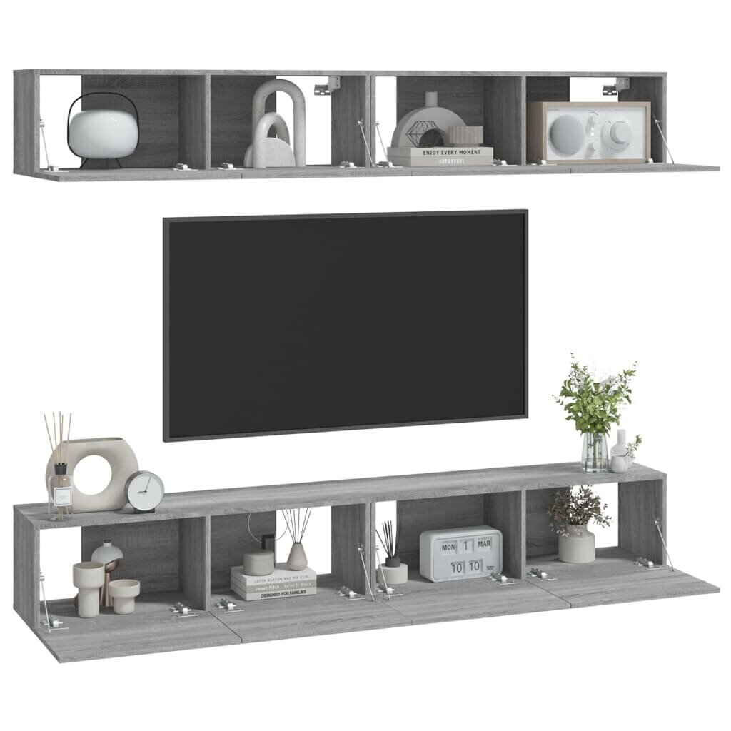 vidaXL TV-seinäkaapit 4 kpl harmaa Sonoma 100x30x30 cm hinta ja tiedot | TV-tasot | hobbyhall.fi
