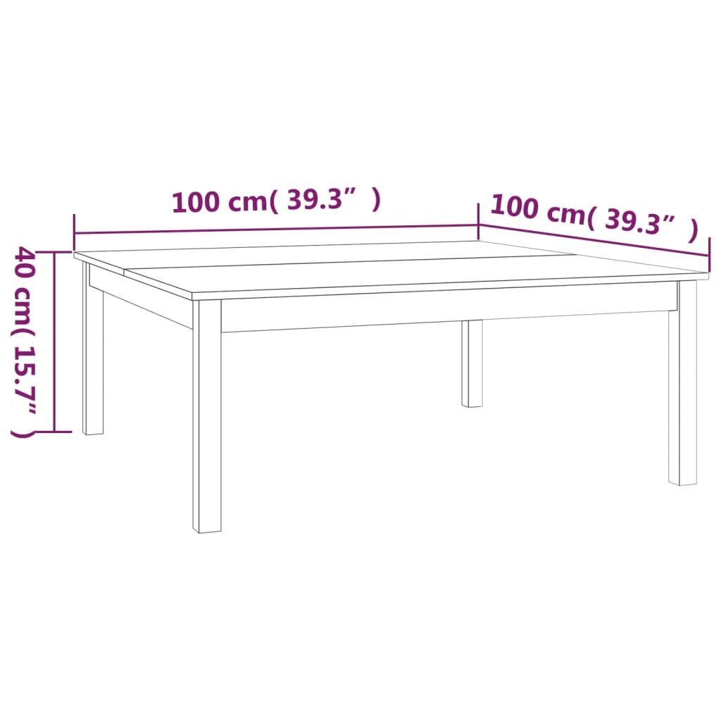 vidaXL Sohvapöytä valkoinen 100x100x40 cm täysi mänty hinta ja tiedot | Sohvapöydät | hobbyhall.fi