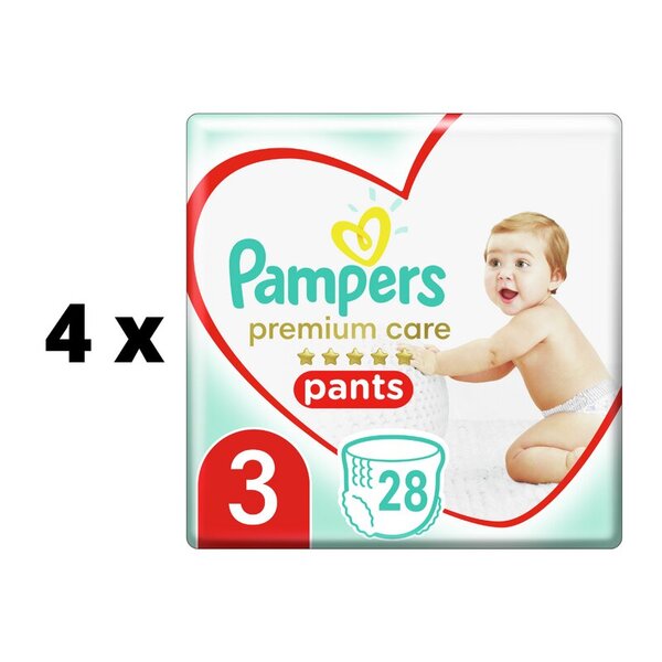 Vaipat PAMPERS Premium Pants, koko 3, 28 kpl x 4 kpl paketti