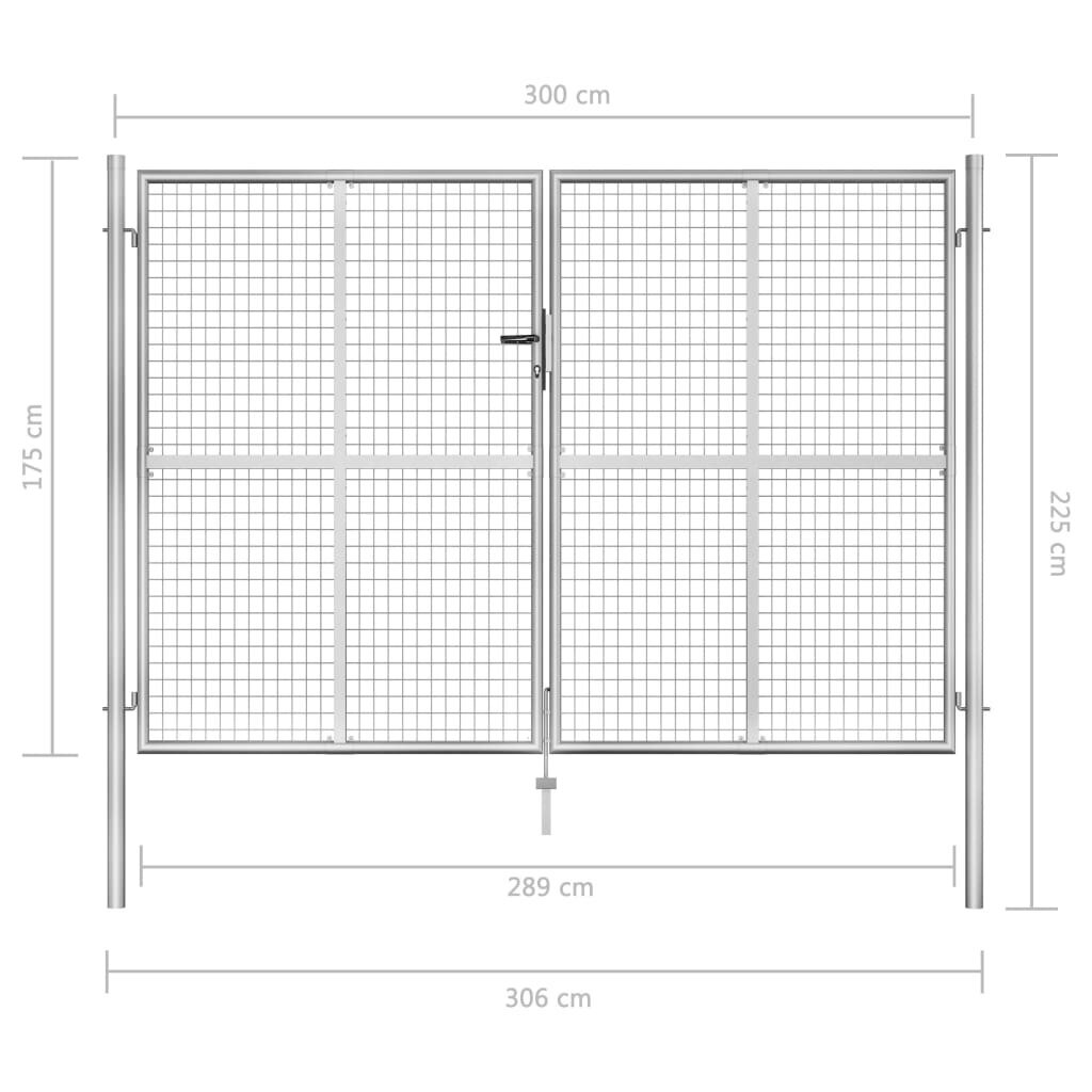 vidaXL Puutarhaportti galvanoitu teräs 306x225 cm hopea hinta ja tiedot | Aidat ja tarvikkeet | hobbyhall.fi