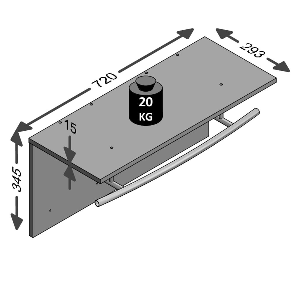 FMD Seinäkiinnitettävä vaatenaulakko 72x29,3x34,5 cm betoninharmaa hinta ja tiedot | Naulakot | hobbyhall.fi