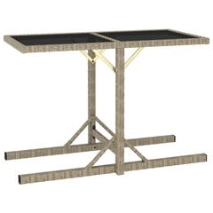 vidaXL Puutarhapöytä beige 110x53x72 cm lasi ja polyrottinki hinta ja tiedot | Puutarhapöydät | hobbyhall.fi