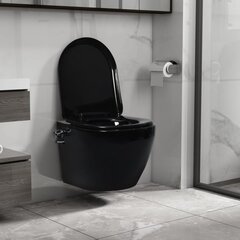 vidaXL Seinäkiinnitettävä reunaton WC/bidee keramiikka musta hinta ja tiedot | WC-istuimet | hobbyhall.fi