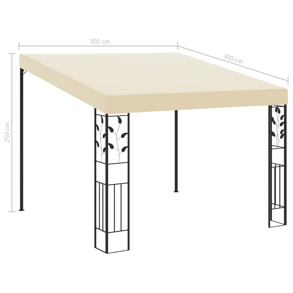 vidaXL Seinään kiinnitettävä huvimaja 3x3x2,5 m kerma hinta ja tiedot | Puutarhapaviljongit | hobbyhall.fi