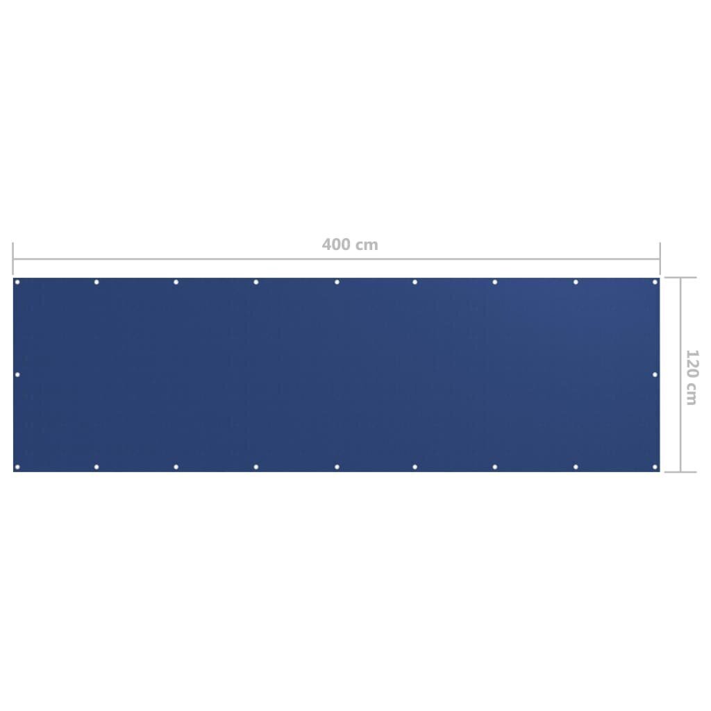 vidaXL Parvekkeen suoja sininen120x400 cm Oxford kangas hinta ja tiedot | Aurinkovarjot ja markiisit | hobbyhall.fi