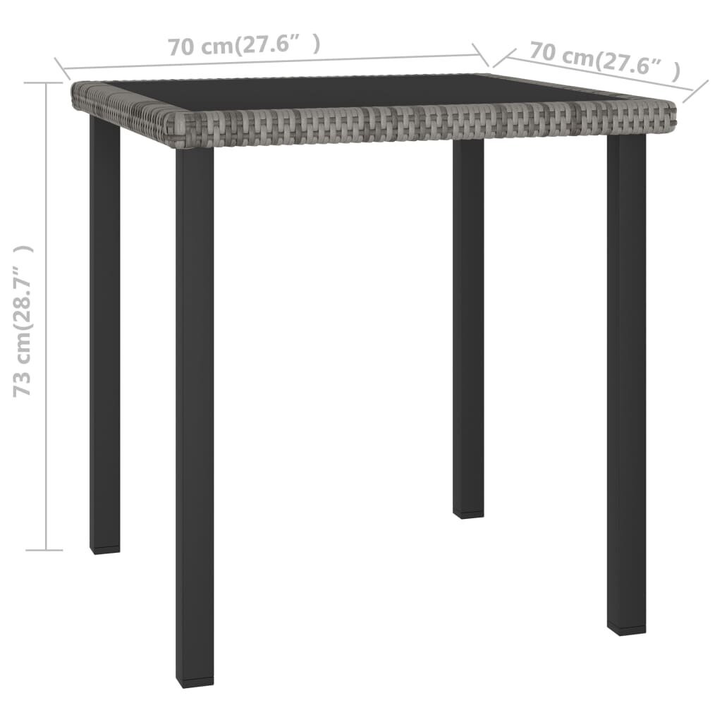 vidaXL Puutarhan ruokapöytä harmaa 70x70x73 cm polyrottinki hinta ja tiedot | Puutarhapöydät | hobbyhall.fi