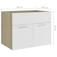 vidaXL Allaskaappi valkoinen ja Sonoma-tammi 60x38,5x46 cm lastulevy hinta ja tiedot | Kylpyhuonekaapit | hobbyhall.fi