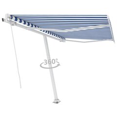 vidaXL Vapaasti seisova sisäänkelattava markiisi 300x250 cm sin./valk. hinta ja tiedot | Aurinkovarjot ja markiisit | hobbyhall.fi