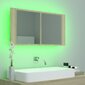vidaXL Kylpyhuoneen LED peilikaappi Sonoma-tammi 90x12x45 cm akryyli hinta ja tiedot | Kylpyhuonekaapit | hobbyhall.fi