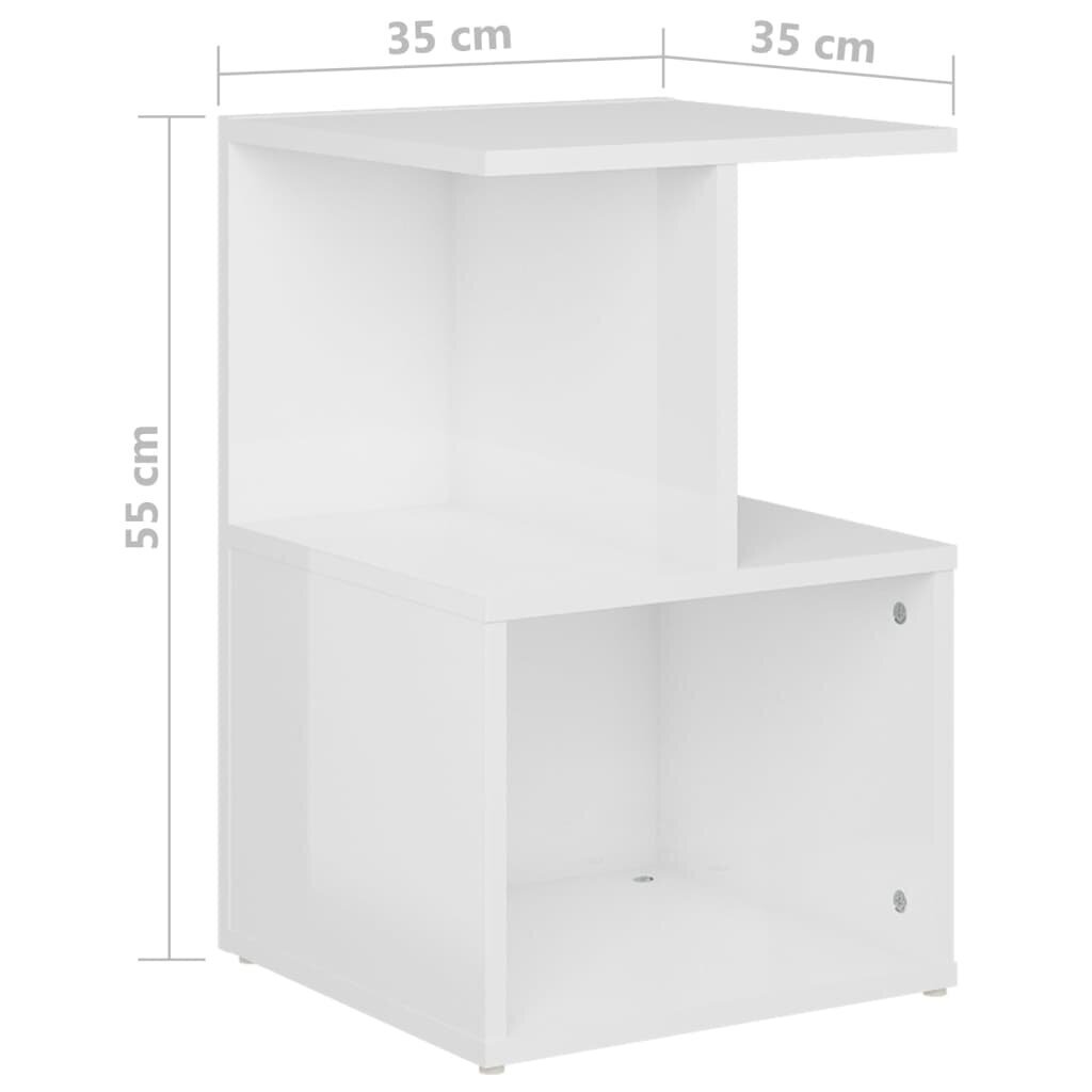 vidaXL Yöpöydät 2 kpl korkeakiilto valkoinen 35x35x55 cm lastulevy hinta ja tiedot | Yöpöydät | hobbyhall.fi