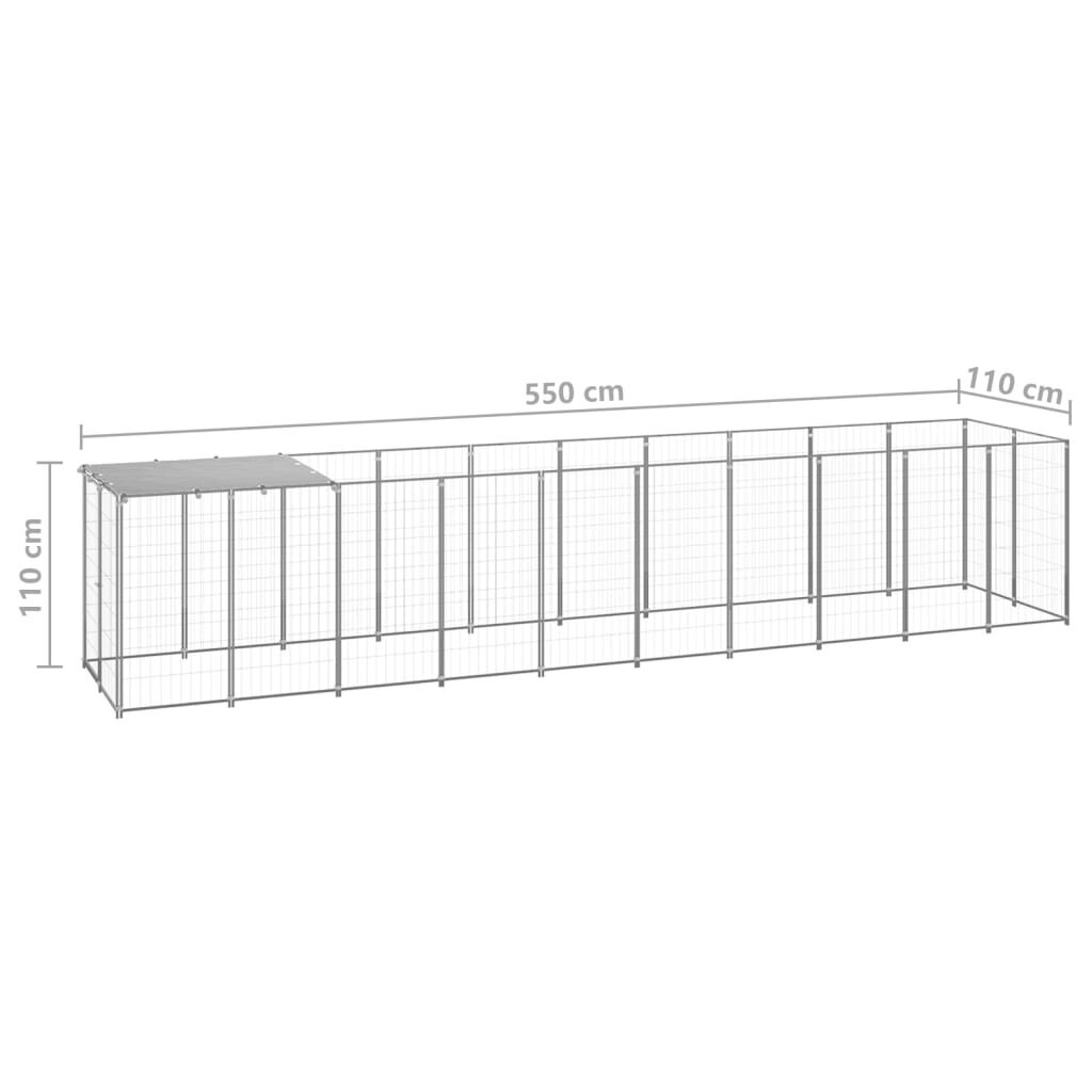 vidaXL Koiranhäkki hopea 6,05 m² teräs hinta ja tiedot | Kuljetushäkit ja kuljetuslaatikot | hobbyhall.fi