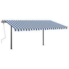 vidaXL Automaattisesti kelattava markiisi 4,5x3,5 m sinivalkoinen hinta ja tiedot | Aurinkovarjot ja markiisit | hobbyhall.fi