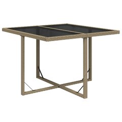 vidaXL Puutarhapöytä beige 109x107x74 cm polyrottinki ja lasi hinta ja tiedot | Puutarhapöydät | hobbyhall.fi