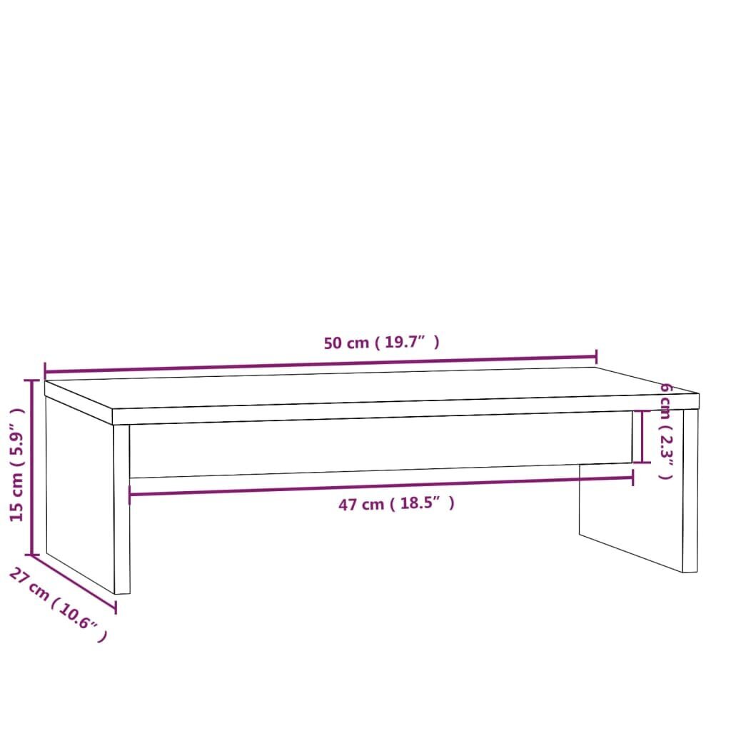 vidaXL Näyttökoroke 50x27x15 cm täysi mänty hinta ja tiedot | TV-tasot | hobbyhall.fi