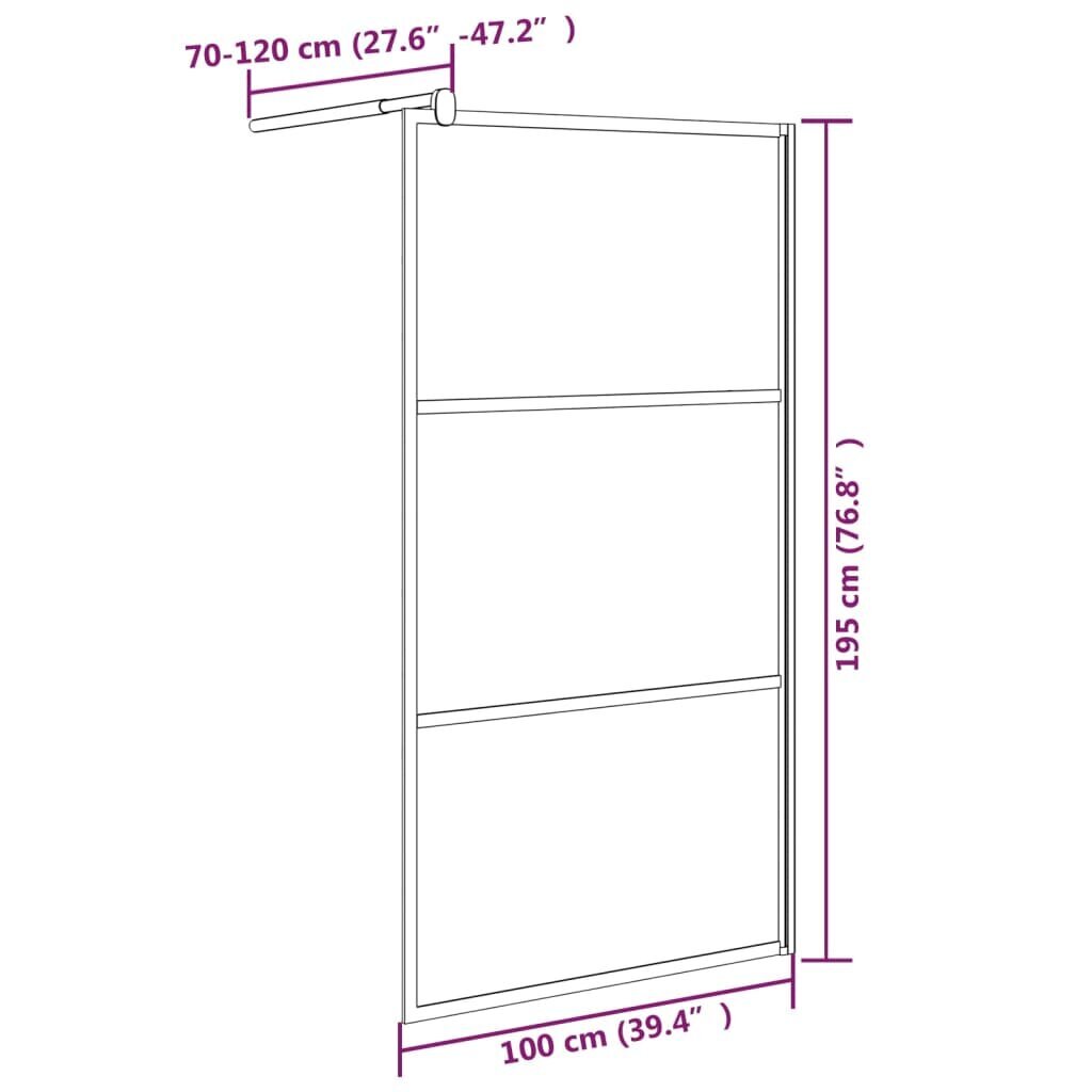 vidaXL Walk-in suihkuseinäke 100x195 cm huurrettu ESG-lasi musta hinta ja tiedot | Suihkuseinät ja -ovet | hobbyhall.fi