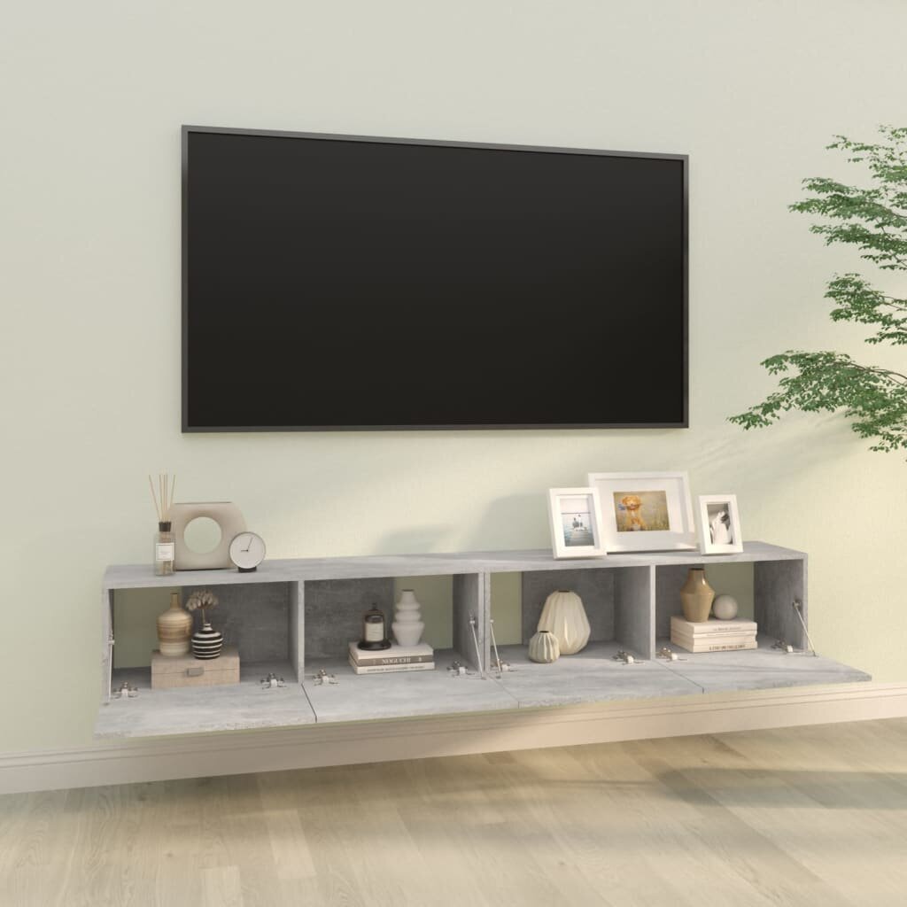 vidaXL TV-seinäkaapit 2 kpl betoninharmaa 100x30x30 cm tekninen puu hinta ja tiedot | TV-tasot | hobbyhall.fi