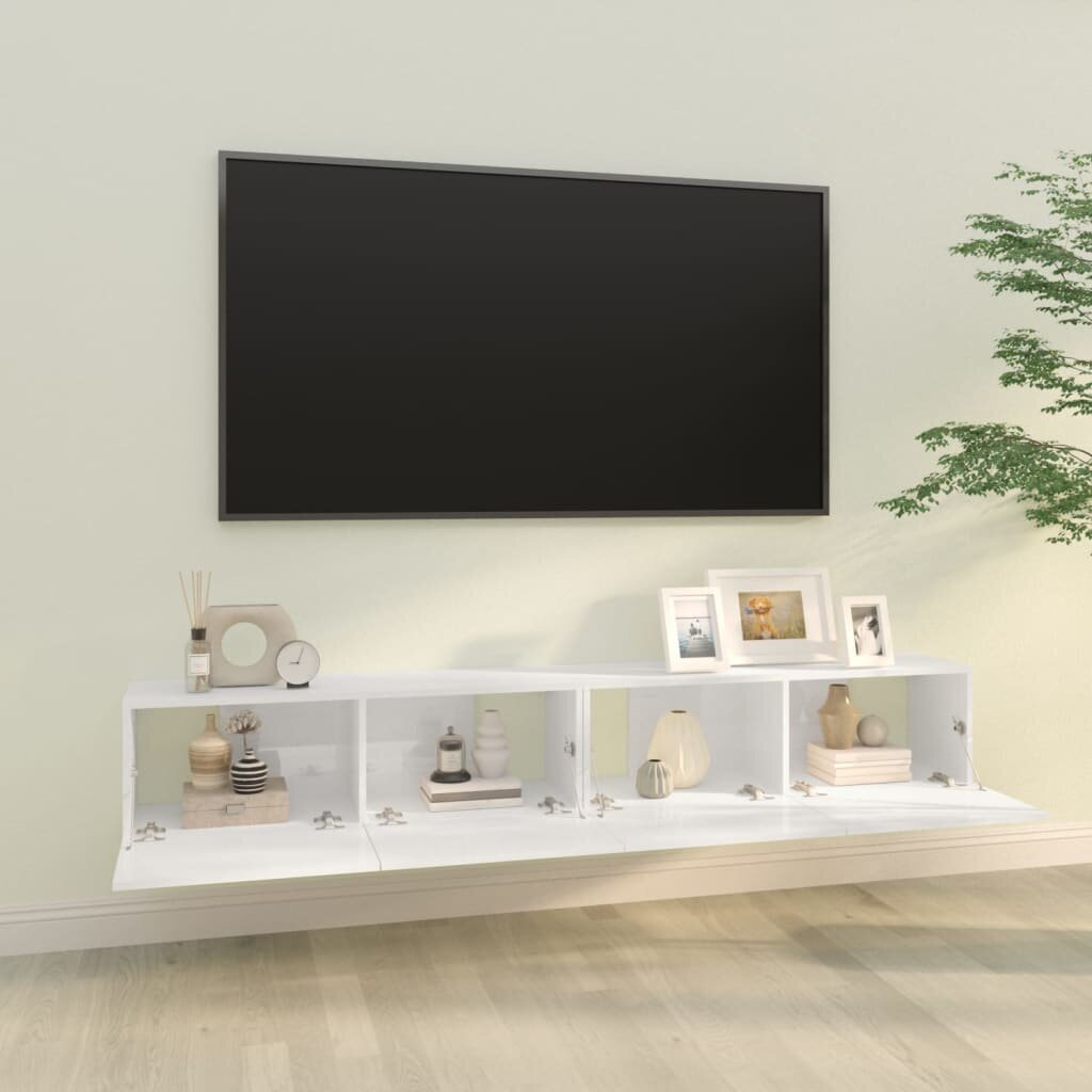 vidaXL TV-kaapit 2 kpl korkeakiilto valk. 100x30x30 cm tekninen puu hinta ja tiedot | TV-tasot | hobbyhall.fi