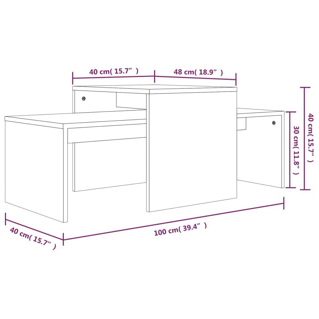 vidaXL Sohvapöytäsarja ruskea tammi 100x48x40 cm tekninen puu hinta ja tiedot | Sohvapöydät | hobbyhall.fi