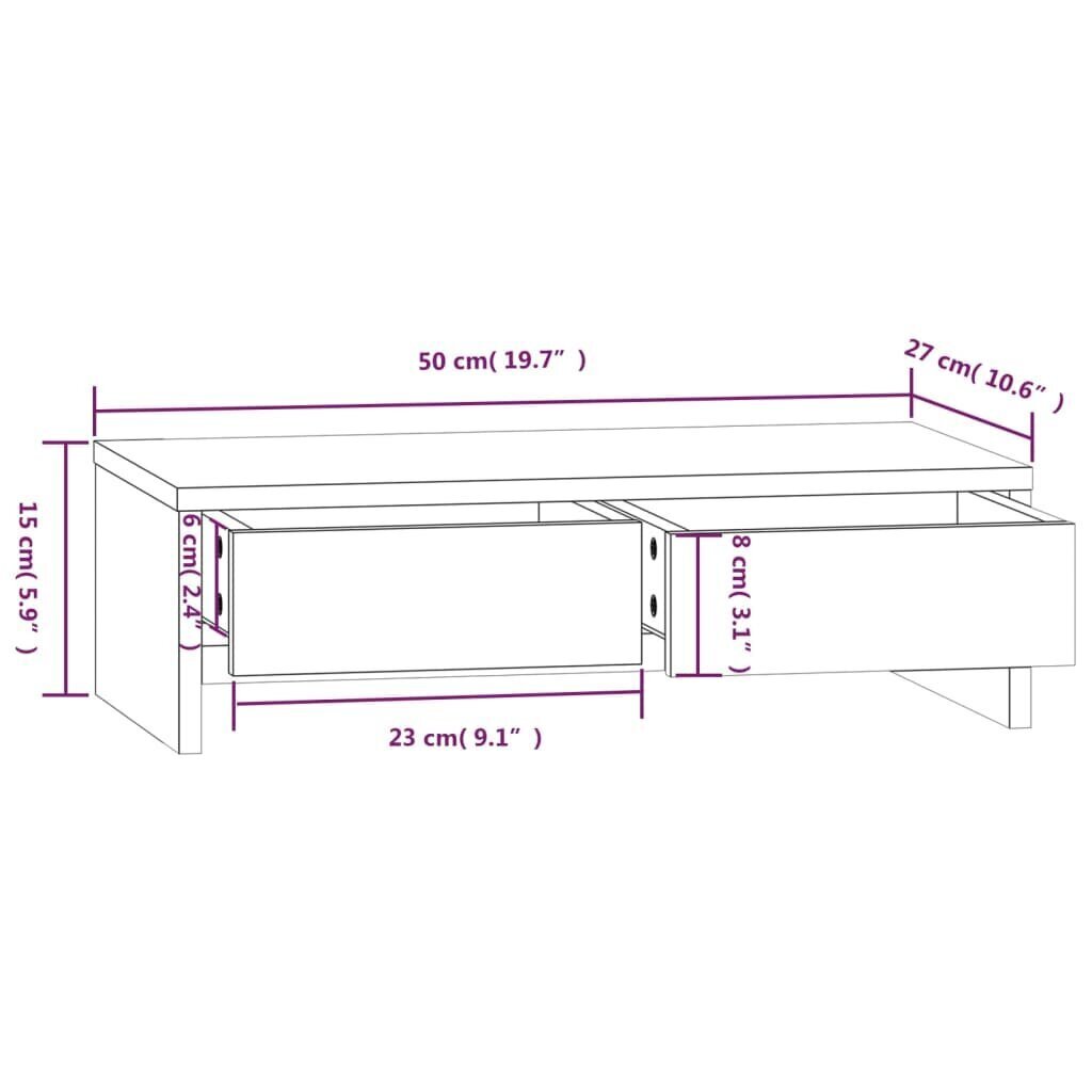 vidaXL Näyttökoroke valkoinen 50x27x15 cm täysi mänty hinta ja tiedot | Näyttötelineet | hobbyhall.fi