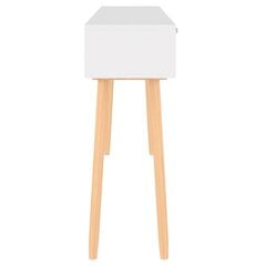 vidaXL Konsolipöytä valkoinen 105x30x75 cm täysi mänty ja rottinki hinta ja tiedot | Sivupöydät | hobbyhall.fi