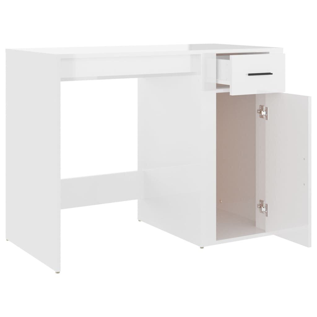 vidaXL Työpöytä korkeakiilto valkoinen 100x49x75 cm tekninen puu hinta ja tiedot | Tietokonepöydät ja työpöydät | hobbyhall.fi