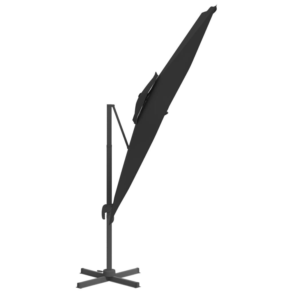 vidaXL Riippuva kaksois-aurinkovarjo musta 400x300 cm hinta ja tiedot | Aurinkovarjot ja markiisit | hobbyhall.fi