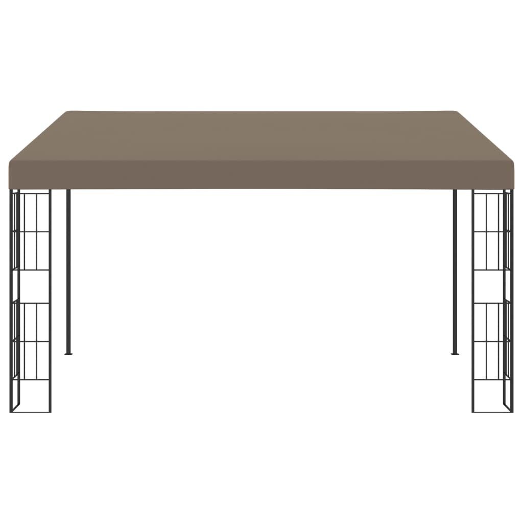 vidaXL Seinään kiinnitettävä huvimaja 4x3 m harmaanruskea kangas hinta ja tiedot | Puutarhapaviljongit | hobbyhall.fi