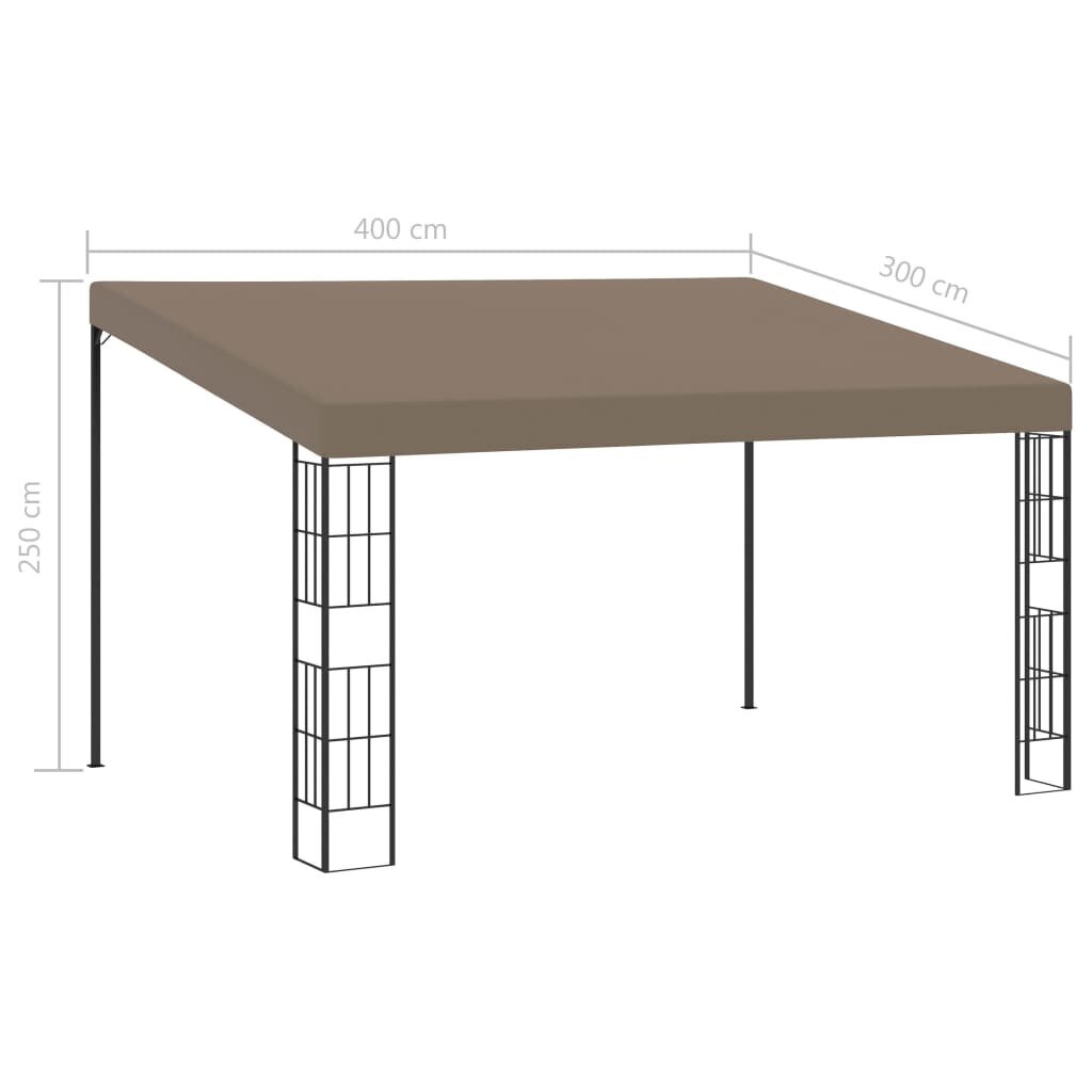 vidaXL Seinään kiinnitettävä huvimaja 4x3 m harmaanruskea kangas hinta ja tiedot | Puutarhapaviljongit | hobbyhall.fi