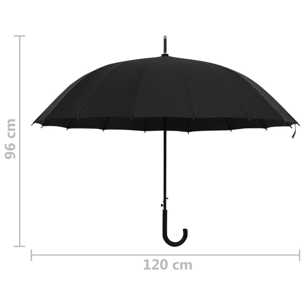 vidaXL Sateenvarjo automaattinen musta 120 cm hinta ja tiedot | Naisten sateenvarjot | hobbyhall.fi