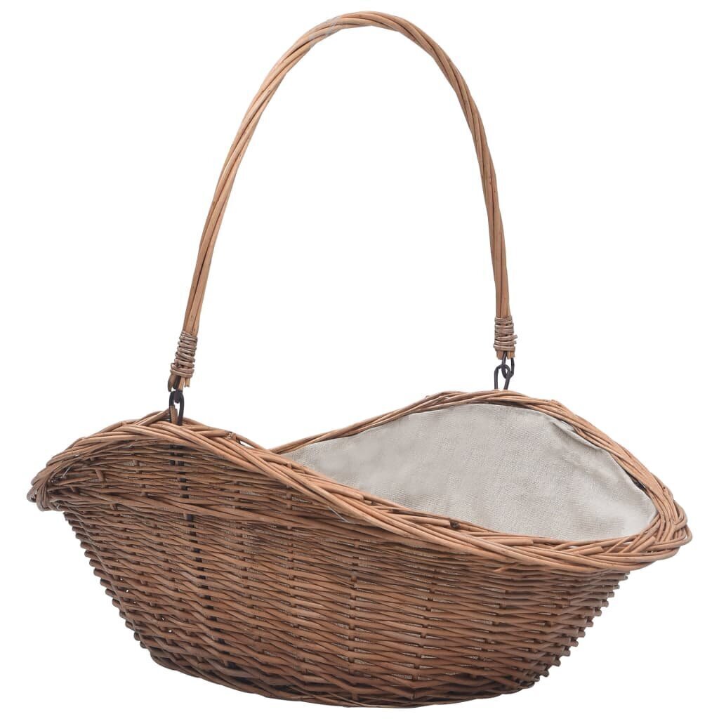 286988 vidaXL Firewood Basket with Handle 60x44x55 cm Natural Willow hinta ja tiedot | Takka- ja uunitarvikkeet | hobbyhall.fi