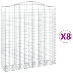 vidaXL Kaarevat kivikorit 8 kpl 200x50x220/240 cm galvanoitu rauta hinta ja tiedot | Aidat ja tarvikkeet | hobbyhall.fi