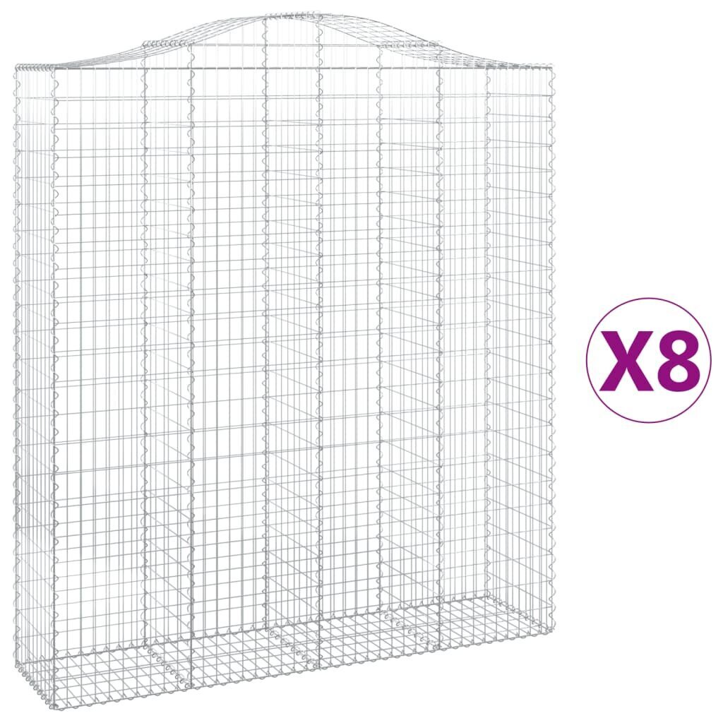 vidaXL Kaarevat kivikorit 8 kpl 200x50x220/240 cm galvanoitu rauta hinta ja tiedot | Aidat ja tarvikkeet | hobbyhall.fi