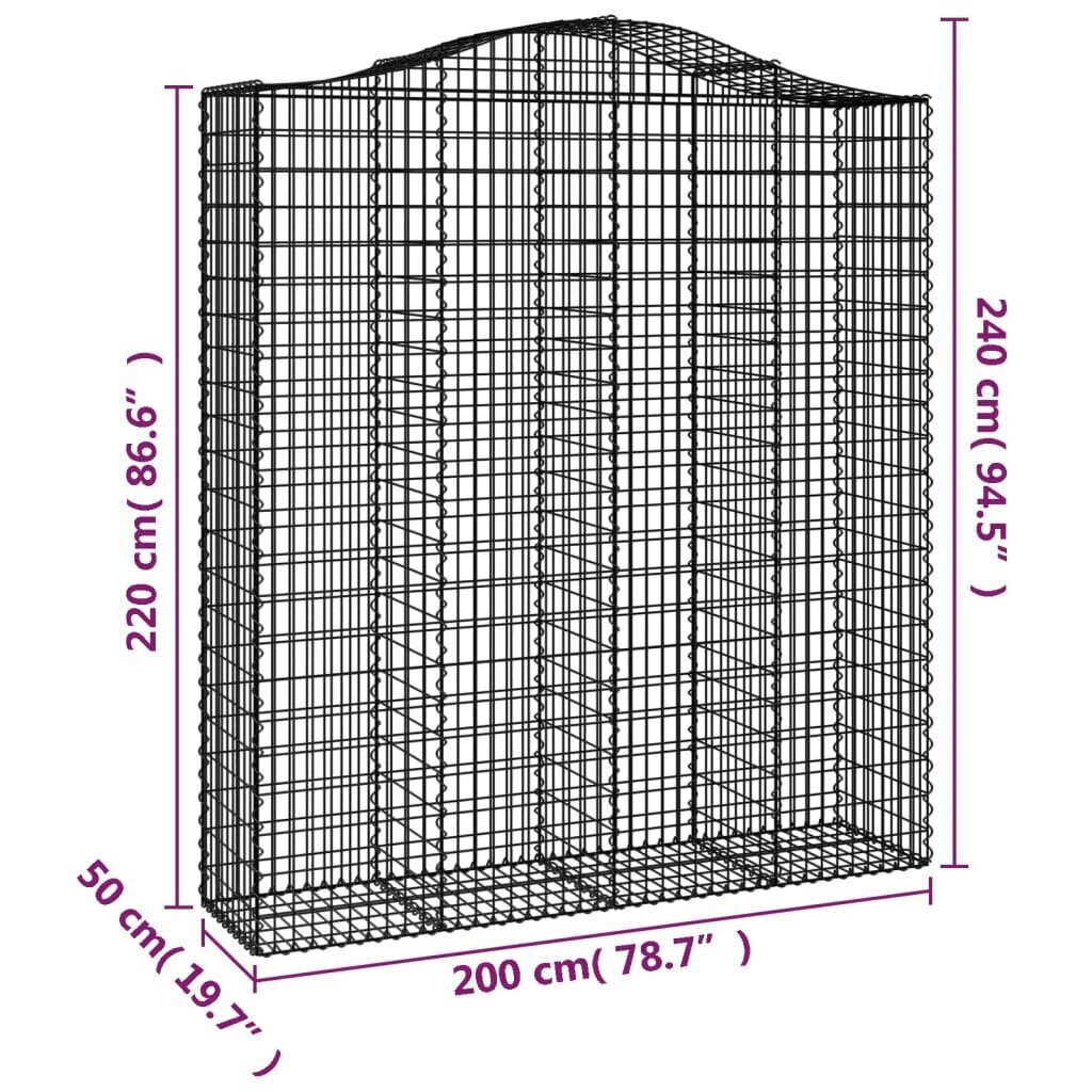 vidaXL Kaarevat kivikorit 8 kpl 200x50x220/240 cm galvanoitu rauta hinta ja tiedot | Aidat ja tarvikkeet | hobbyhall.fi