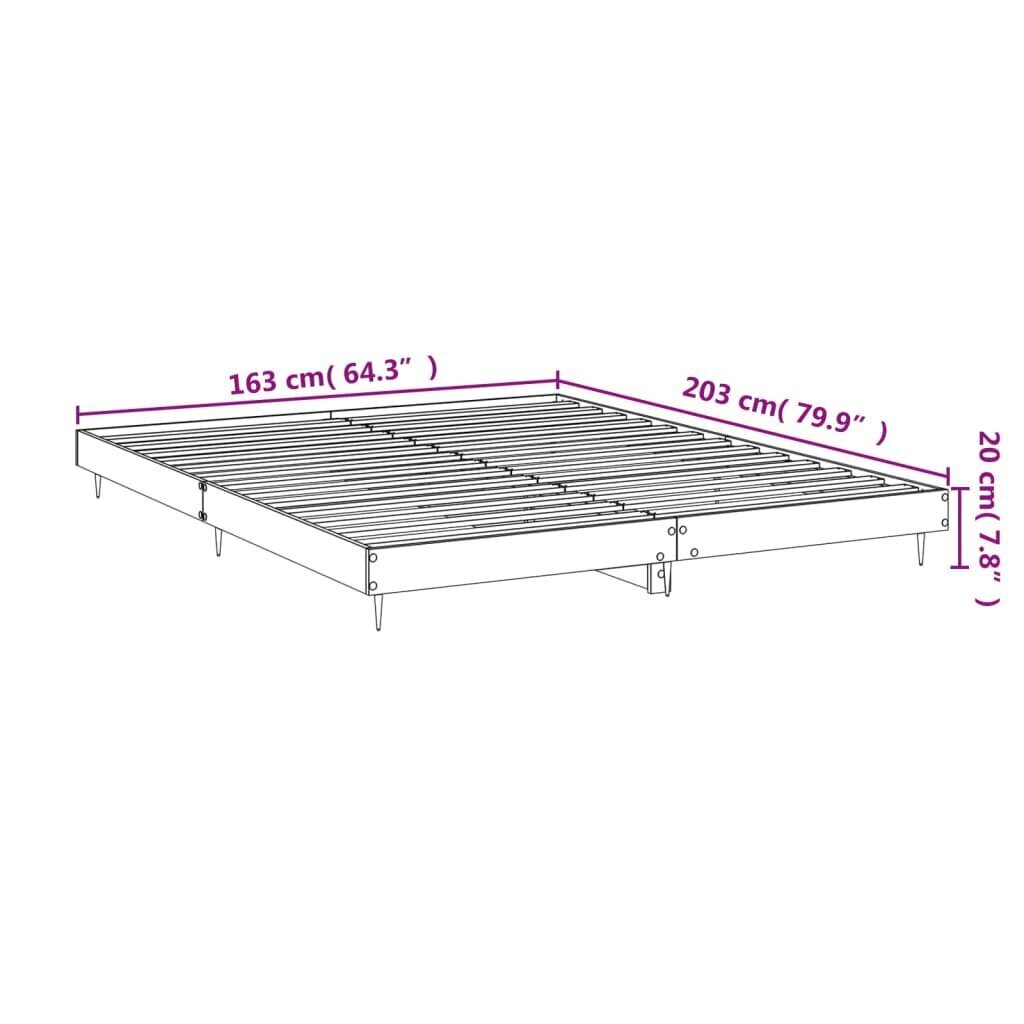 vidaXL Sängynrunko harmaa Sonoma 160x200 cm tekninen puu hinta ja tiedot | Sängyt | hobbyhall.fi