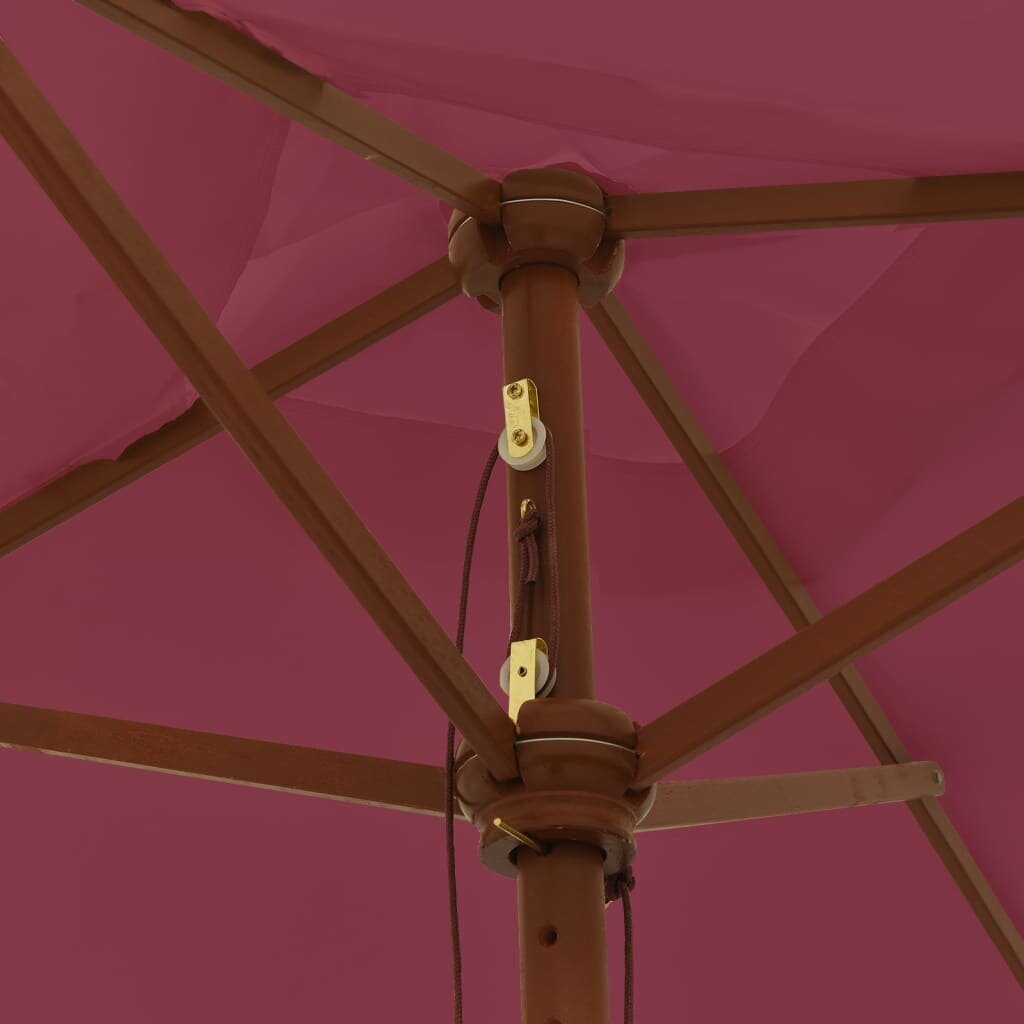 vidaXL Puutarhan aurinkovarjo puutolppa viininpunainen 198x198x231 cm hinta ja tiedot | Aurinkovarjot ja markiisit | hobbyhall.fi