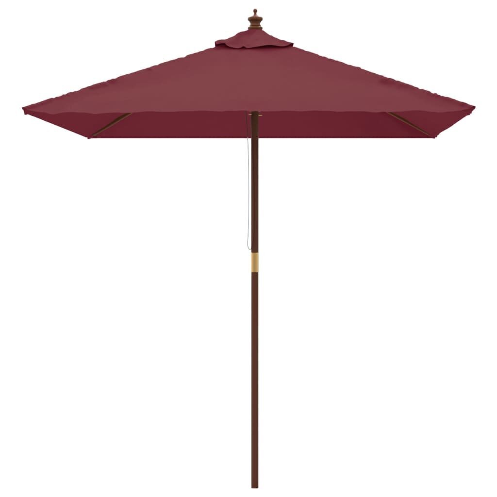 vidaXL Puutarhan aurinkovarjo puutolppa viininpunainen 198x198x231 cm hinta ja tiedot | Aurinkovarjot ja markiisit | hobbyhall.fi
