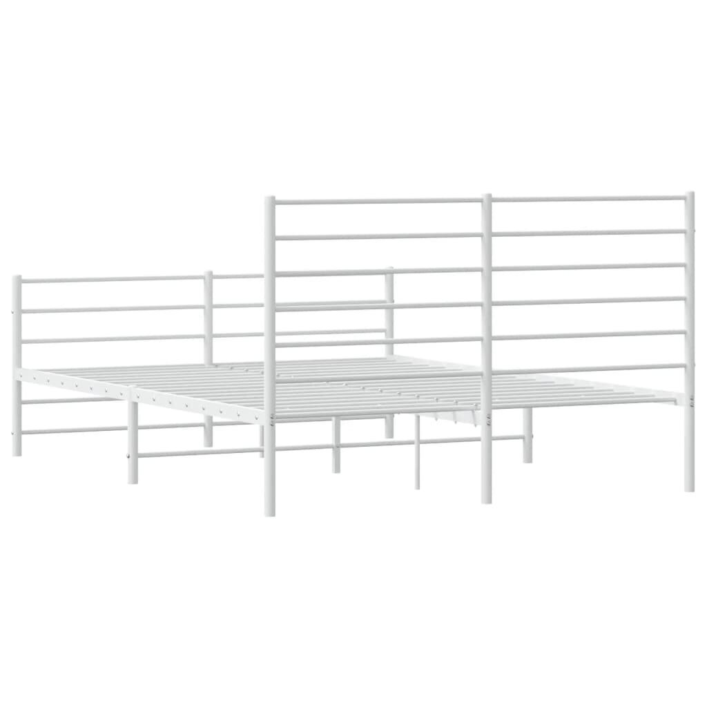 vidaXL Metallinen sängynrunko päädyillä valkoinen 135x190 cm hinta ja tiedot | Sängyt | hobbyhall.fi