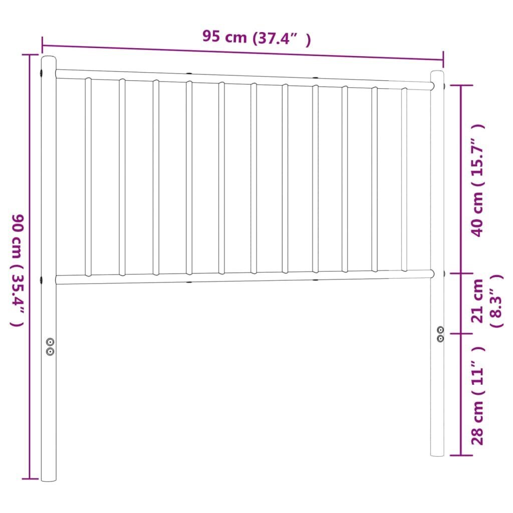 vidaXL Metallinen sängynpääty musta 90 cm hinta ja tiedot | Sängyt | hobbyhall.fi