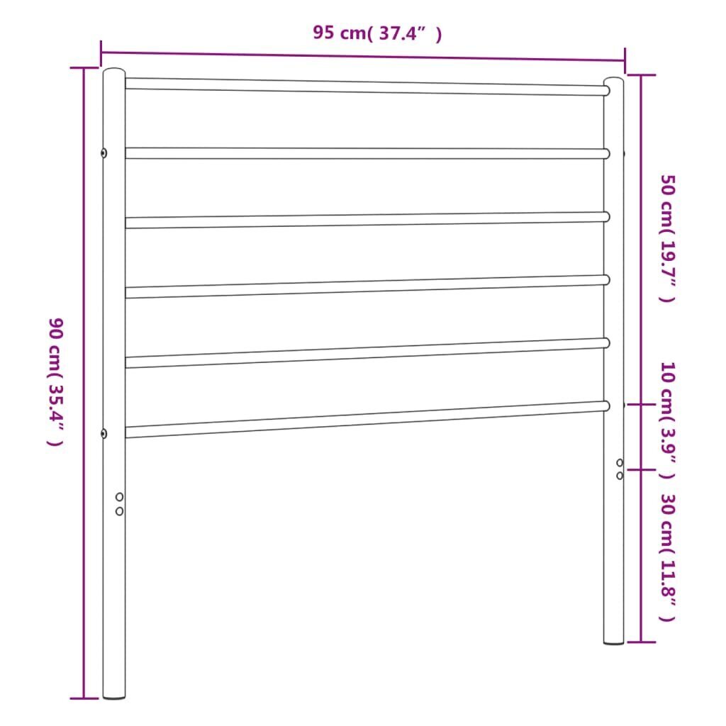 vidaXL Metallinen sängynpääty musta 90 cm hinta ja tiedot | Sängyt | hobbyhall.fi