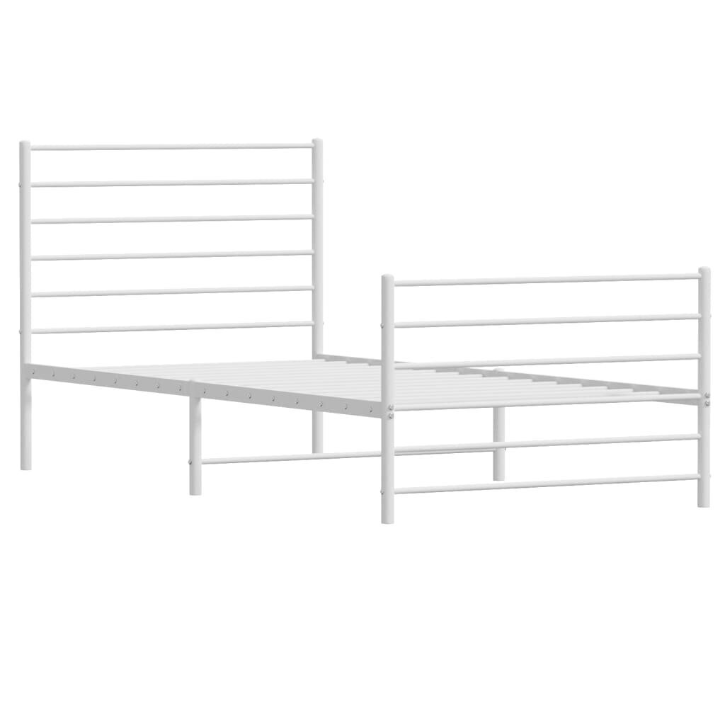 vidaXL Metallinen sängynrunko päädyillä valkoinen 90x200 cm hinta ja tiedot | Sängyt | hobbyhall.fi