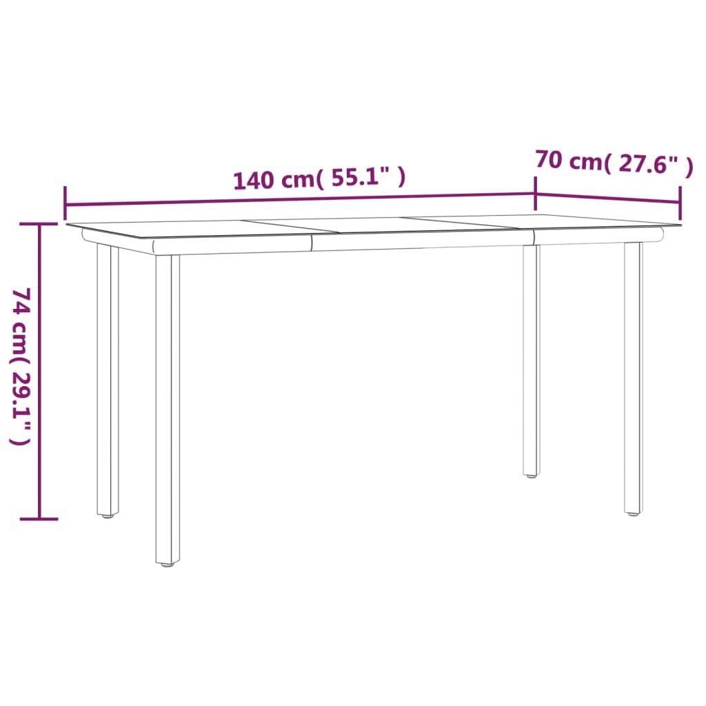 vidaXL 5-osainen Ulkoruokailuryhmä polyrottinki ja teräs hinta ja tiedot | Puutarhakalusteet | hobbyhall.fi