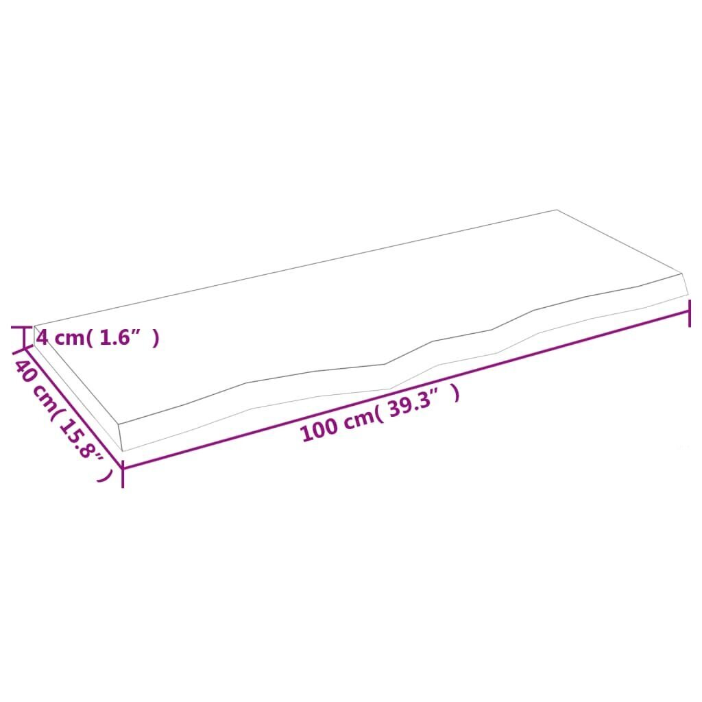 vidaXL Seinähylly vaaleanruskea 100x40x(2-4) cm käsitelty täystammi hinta ja tiedot | Hyllyt | hobbyhall.fi