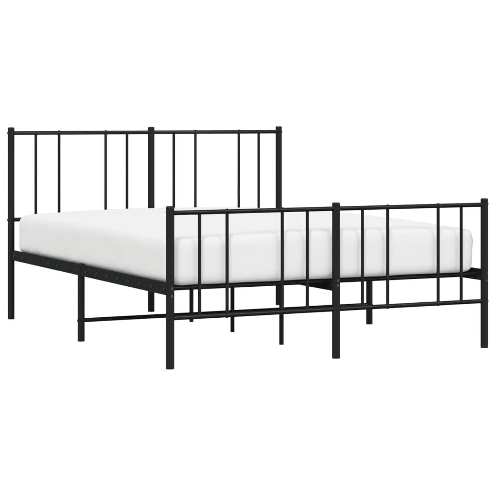 vidaXL Metallinen sängynrunko päädyillä musta 140x190 cm hinta ja tiedot | Sängyt | hobbyhall.fi